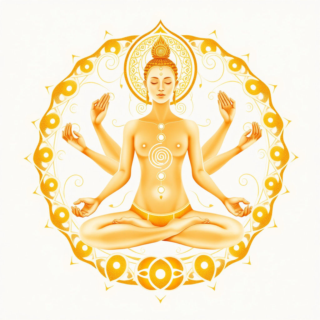 Ethereal Mandala: Ancient Goddess with Lotus Flower
