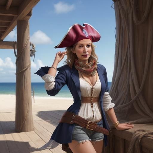 Woman with Pirate Scarf by the Sea
