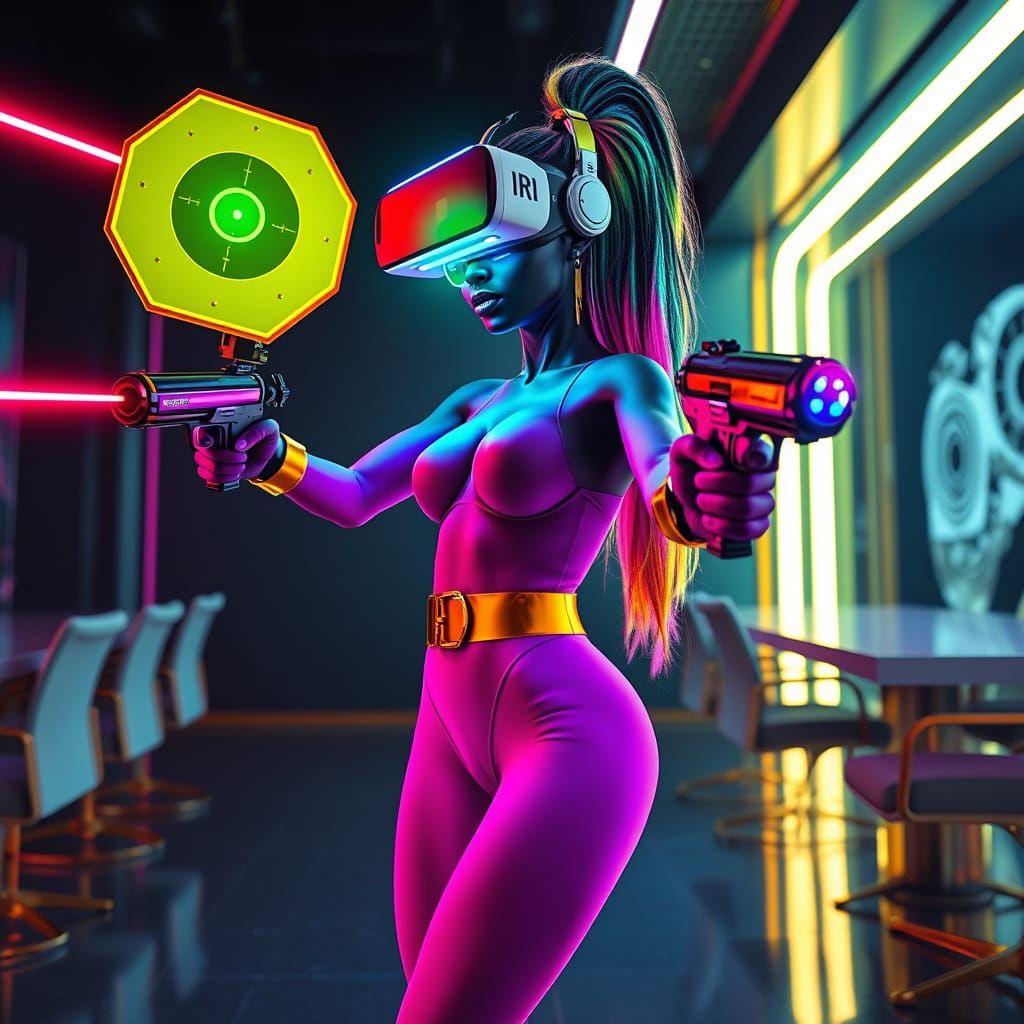 Cyberpunk Transgender Woman in VR Combat Simulator