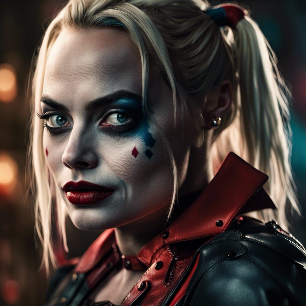 Hyperrealistic Harley Quinn Portrait in HDR
