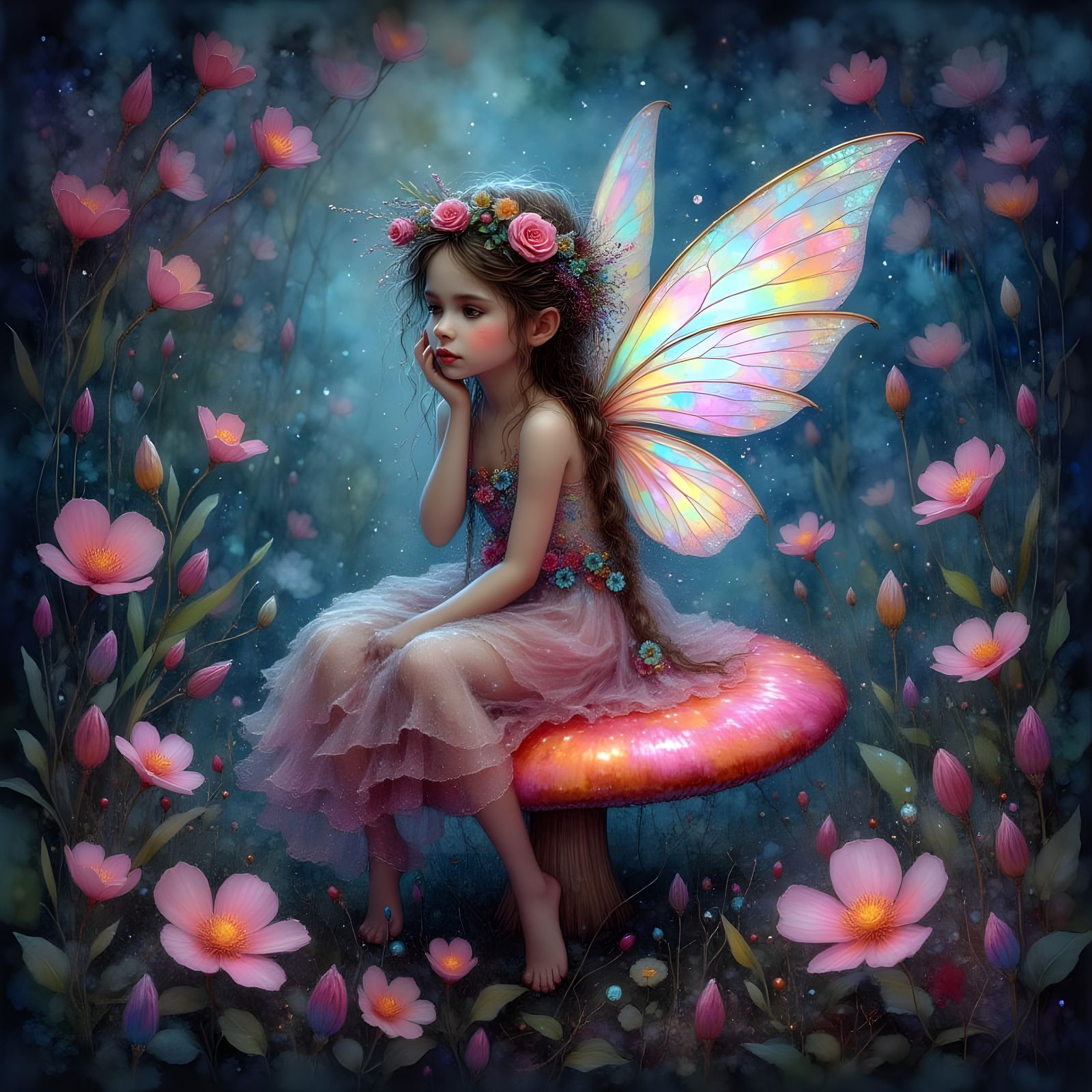 Whimsical Fairy Art in Ink Poet Style