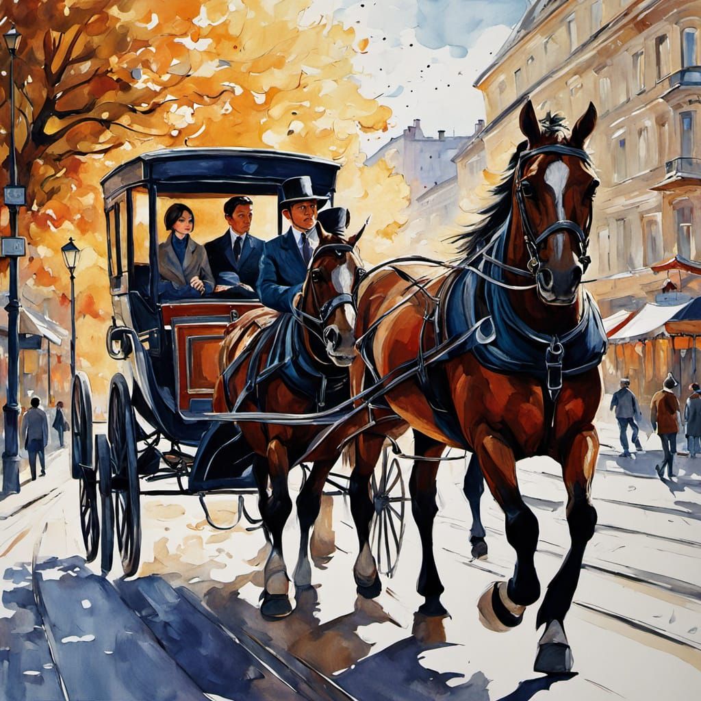 Elegant Couple Rides Through Vienna in a Vintage Carriage