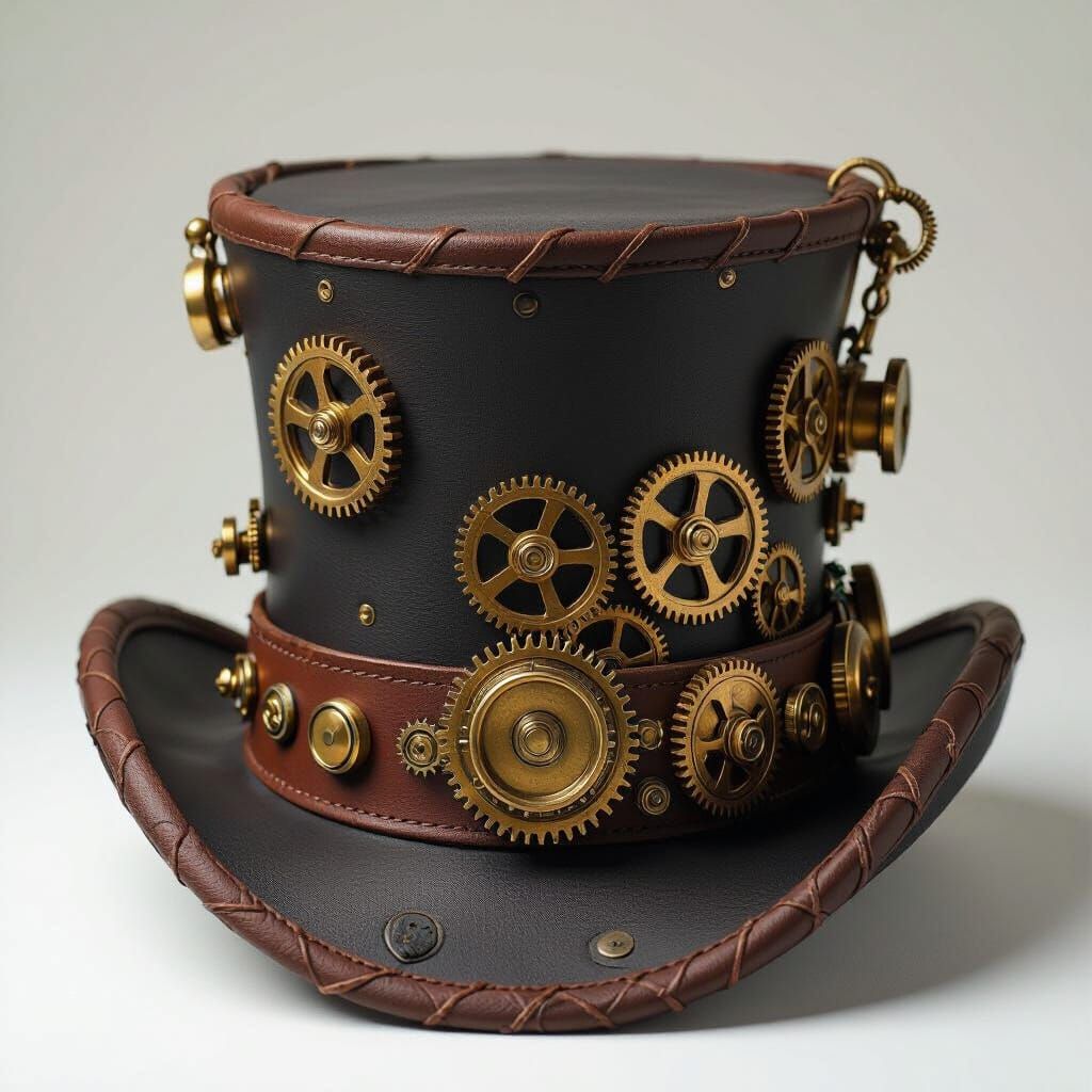 Steampunk Top Hat with Gears and Brass Details