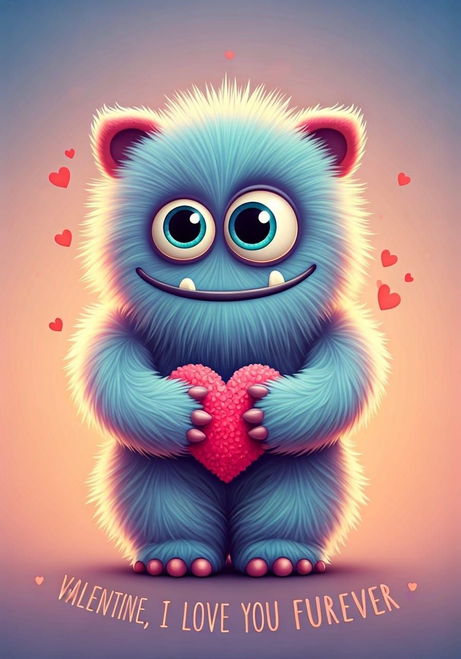Cute Love Monster Celebrates Valentine's Day with Heartfelt ...