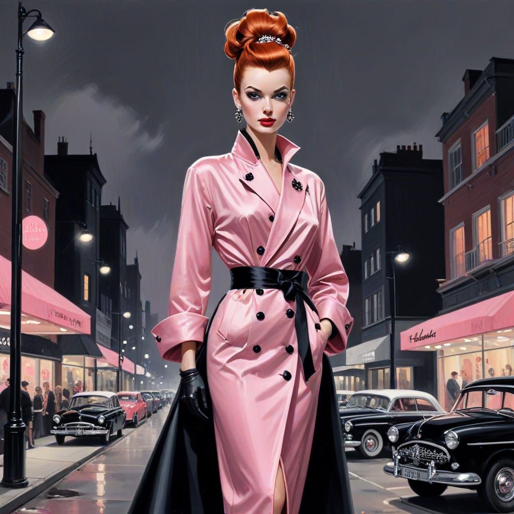 1950s Fashion Ad: Woman in Metal Robe