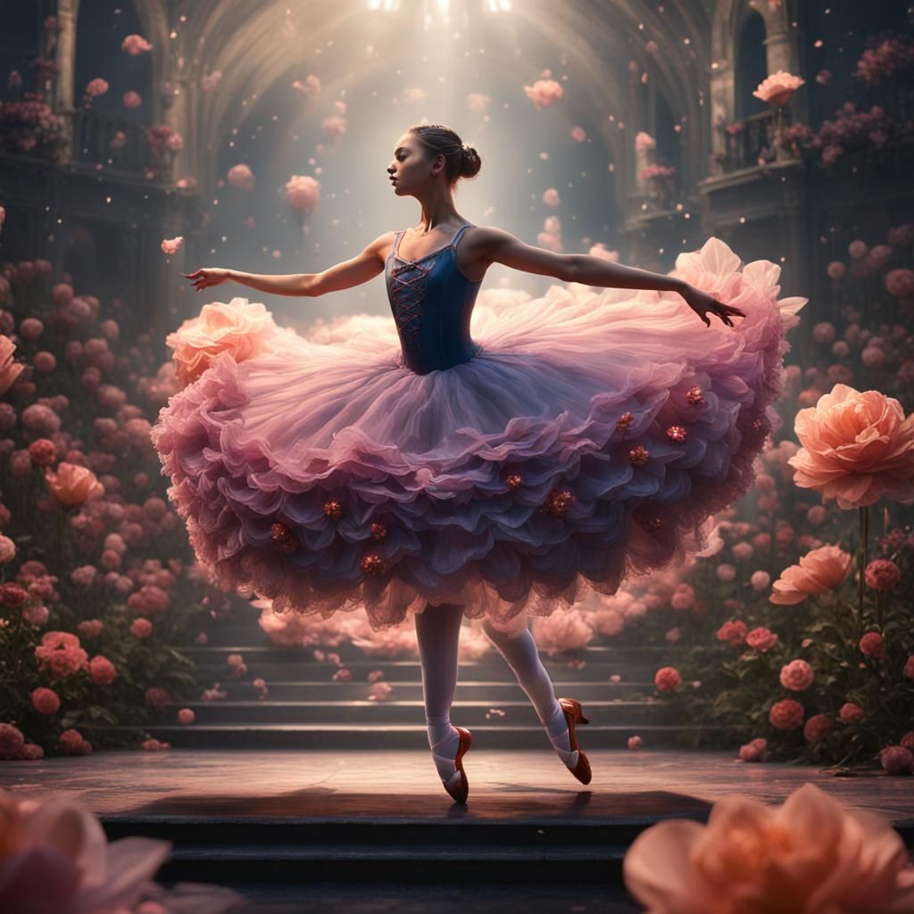 Dancing Flower Ballerina in Detailed Matte Painting