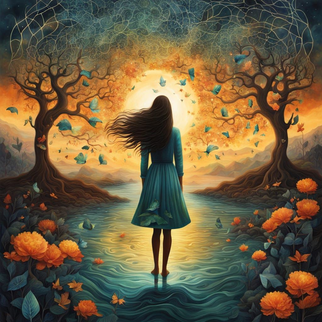 Surreal Bio Art Collage of Resilience and Personal Growth