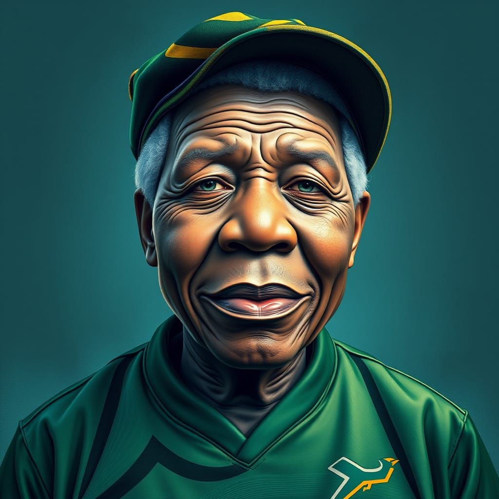 Nelson Mandela as a Springbok in Fantastical Matte Painting