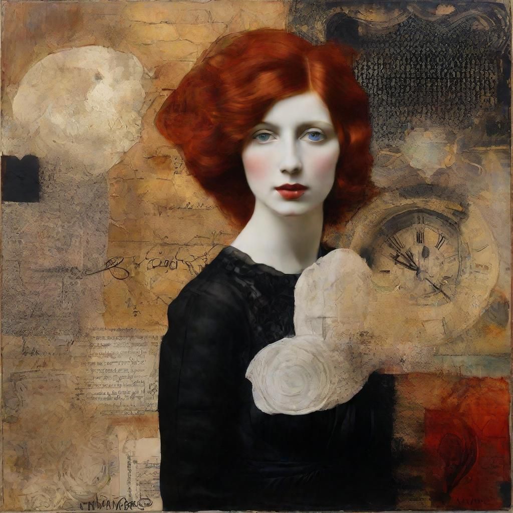 Romantic Mixed Media Collage of Mary Stuart