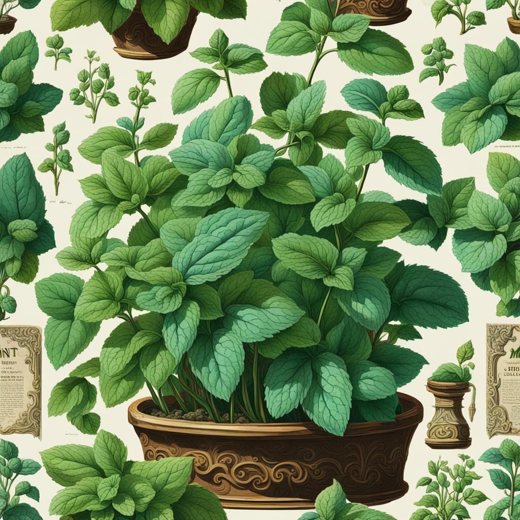 Antique Botanical Print of Mint Plant Advertisement
