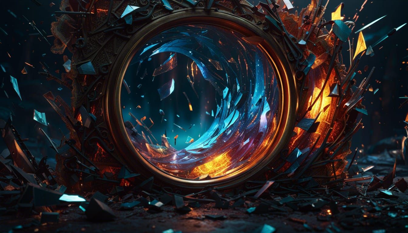 Glowing Shards: A Shattered Magic Mirror