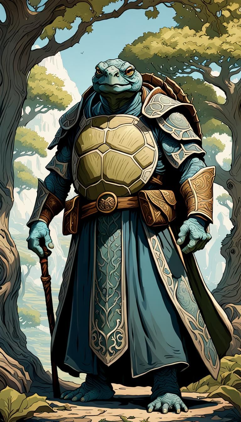 Tortle Wizard in Art Nouveau Style