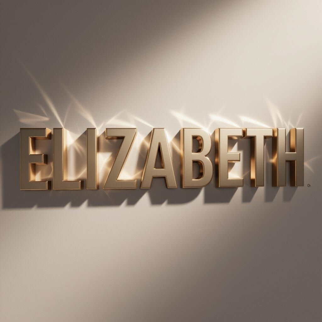 Bold 3D "Elizabeth" Text with Metallic Sheen