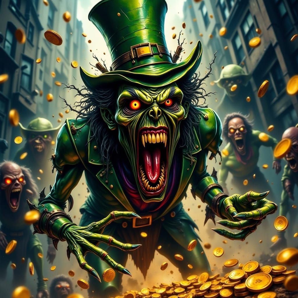 Screamo Zombie Leprechaun Throws Gold Coins in Chaos