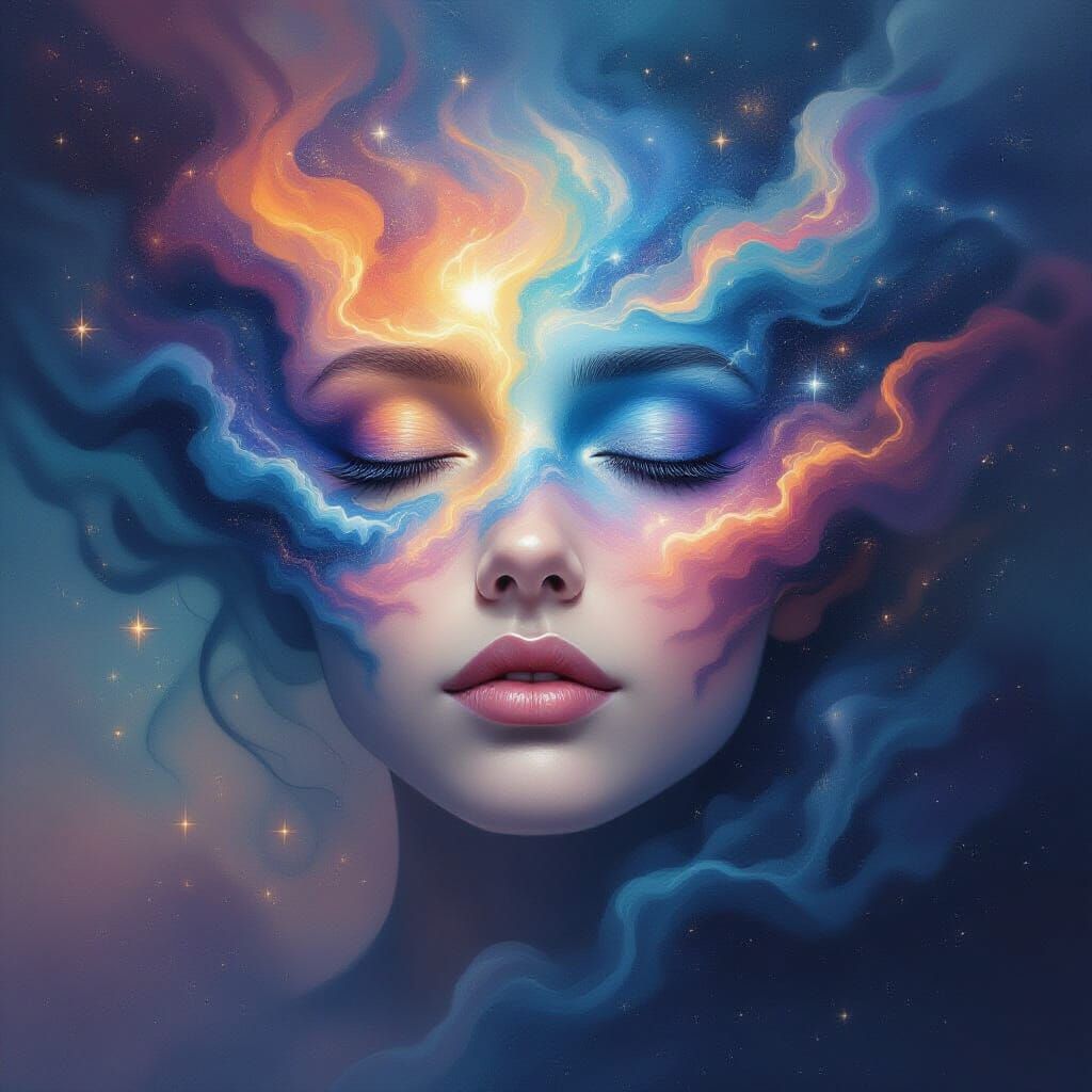 Cosmic Portrait: Face of Swirling Nebulae and Stars