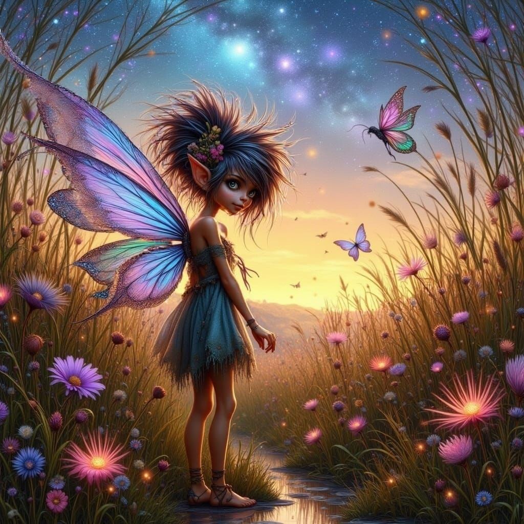 Illuminated Meadow: Pixies Light Up the Night