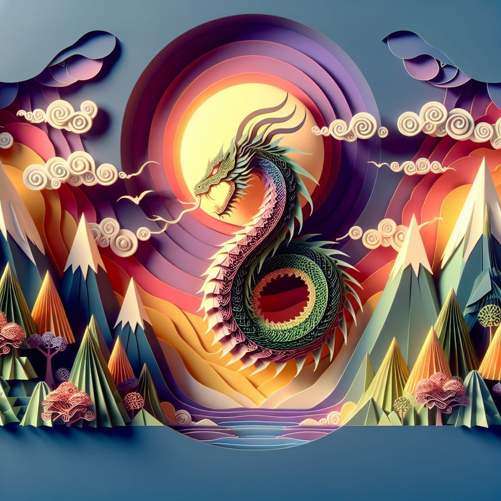 Kirigami Loch Ness Monster in Scotland