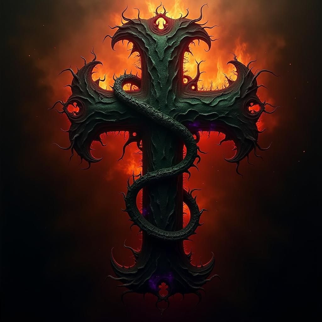 Dark Leviathan Cross with Gothic Undertones