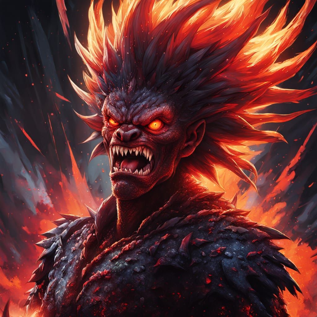 Cyberpunk-Inspired Female Demon Muppet Roars in Fiery Darkne...