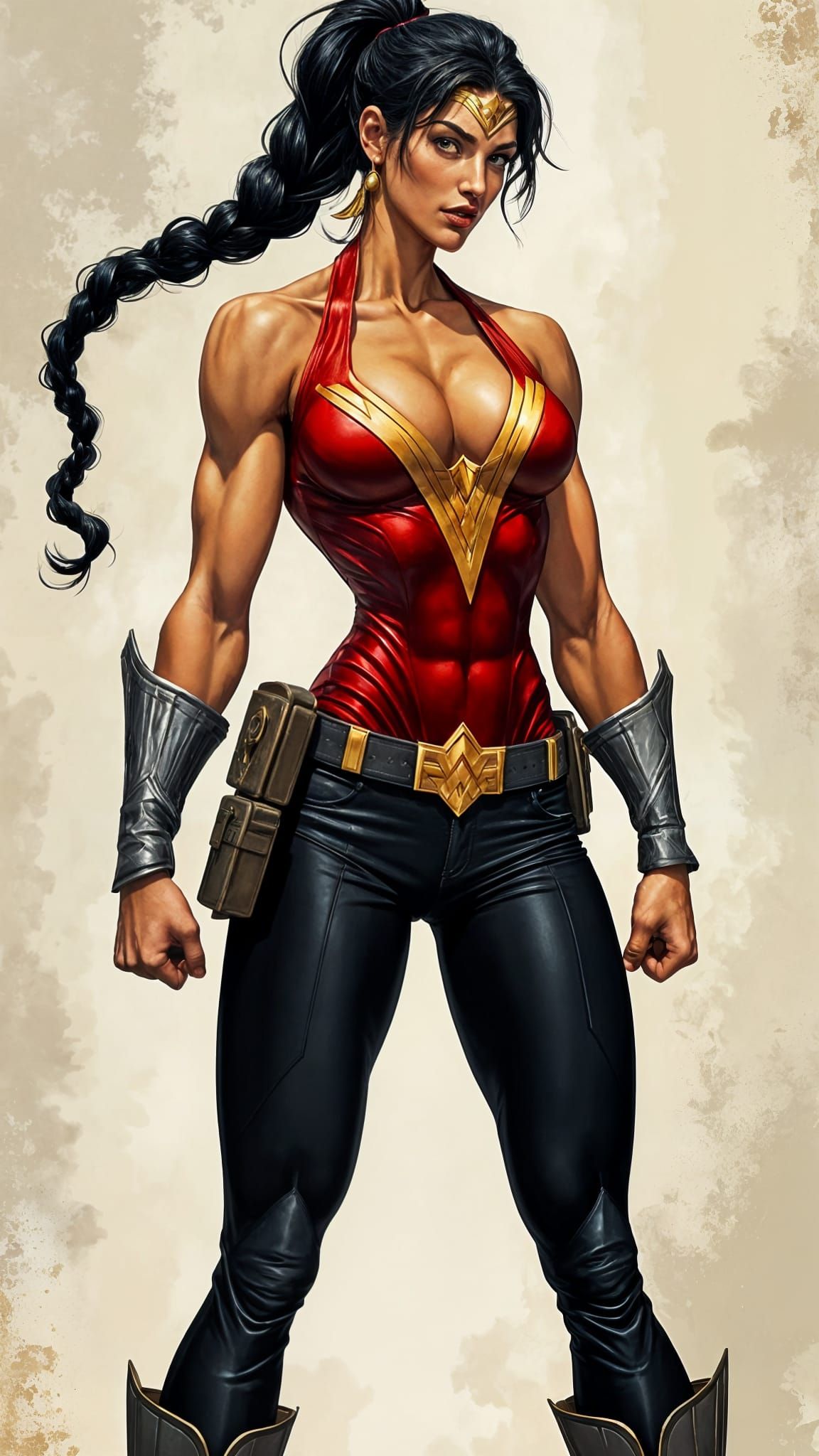 Muscular Wonder Woman Antiheroine in Comic Book Art