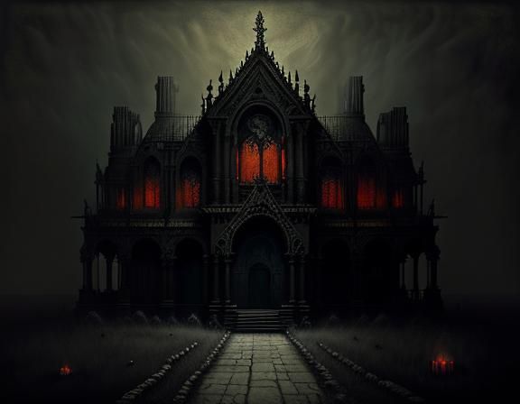 Gothic Realism Portrait in a Dark Fantasy Temple
