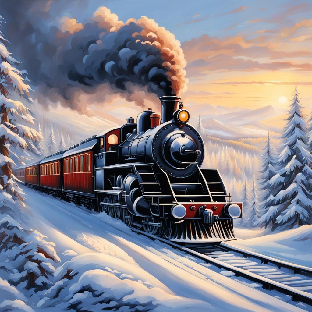 Train Journey Through Snowy Winter Wonderland