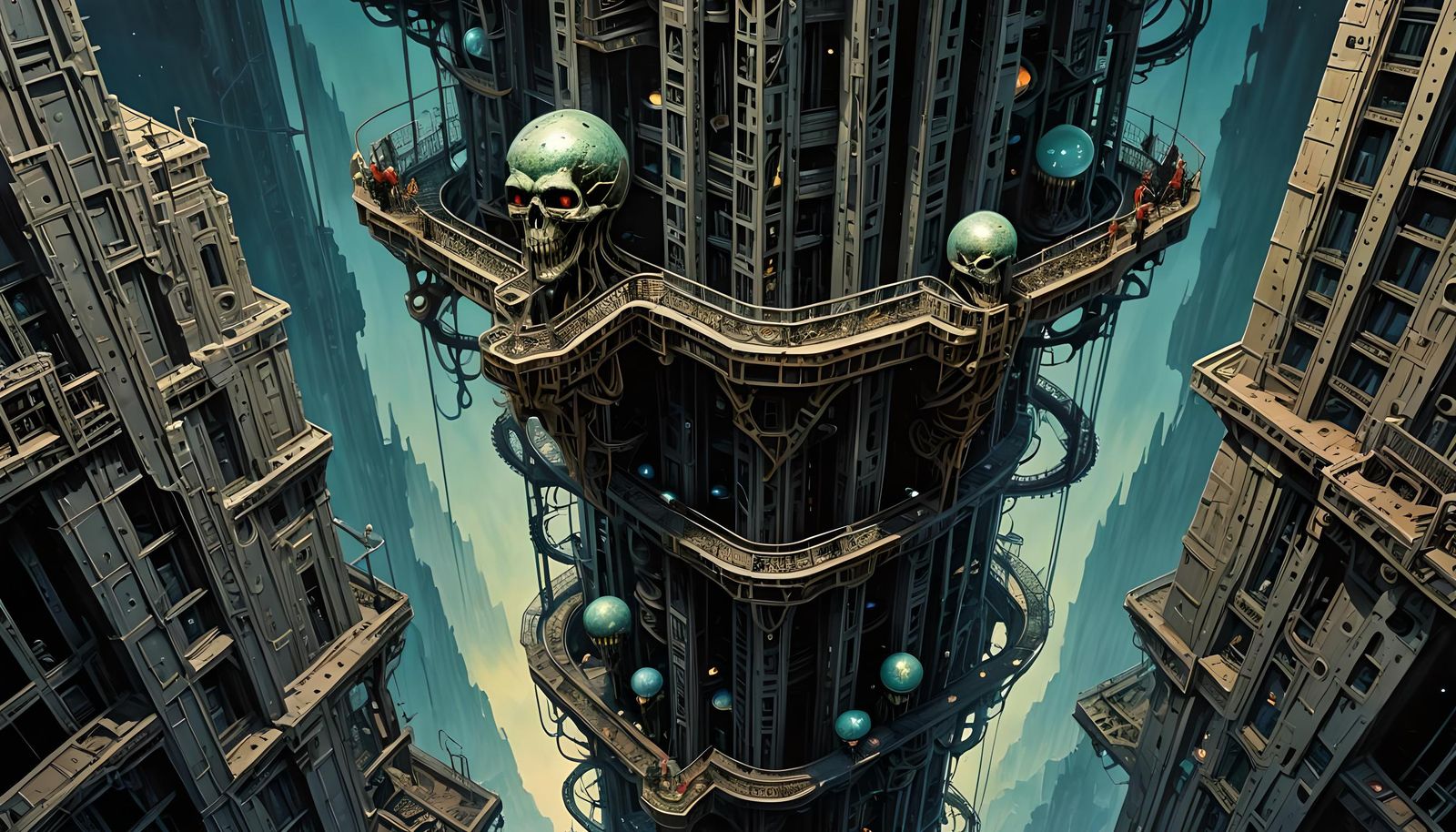 Horrific Space Elevator in Lovecraftian Style