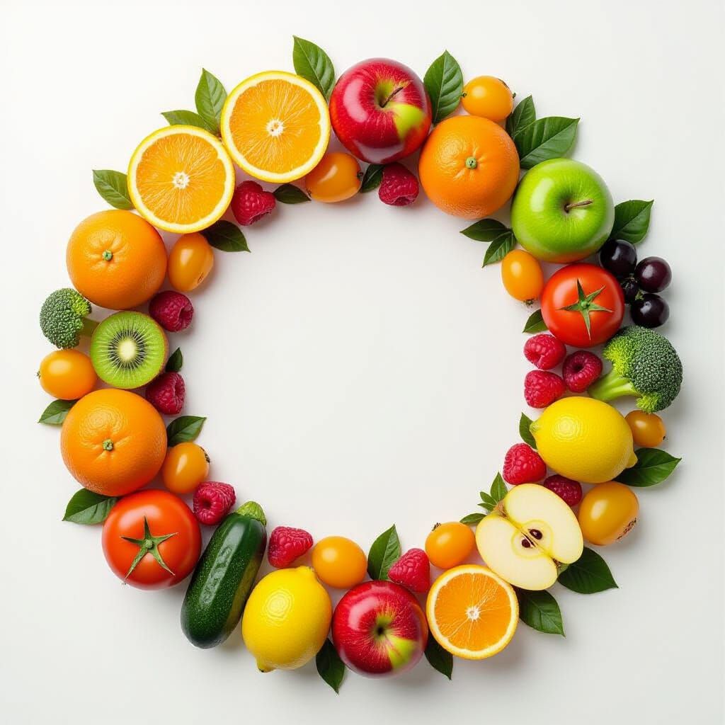 Vibrant Healthy Food Frame in Photorealistic 8K Style