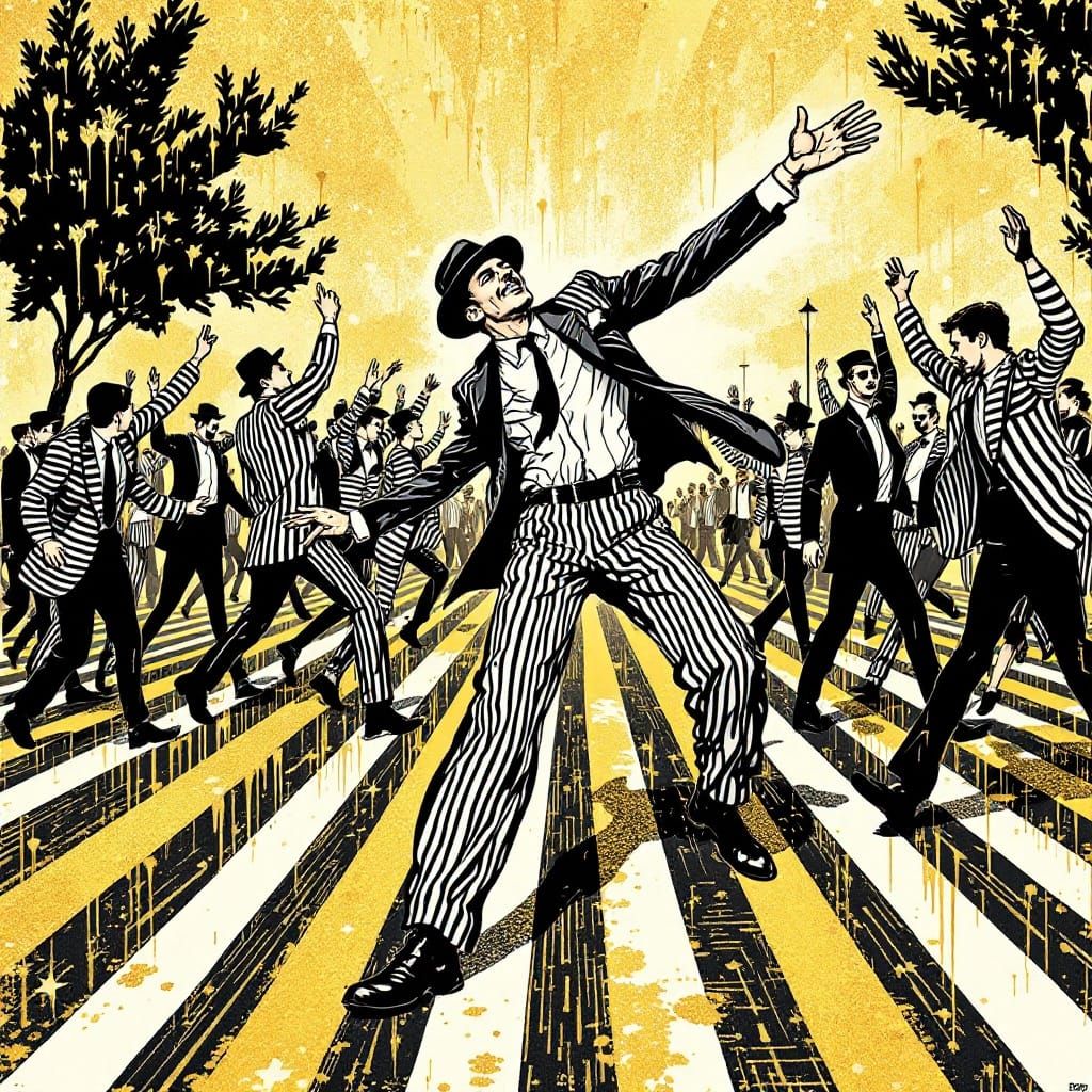 Boogie Woogie Dancer Illustration in Expressive Line Art Sty...