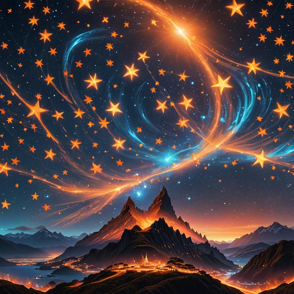Matariki Stars Shine Over New Zealand: Digital Painting