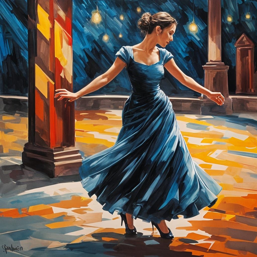 Expressive Tango Dance of a Sad Woman