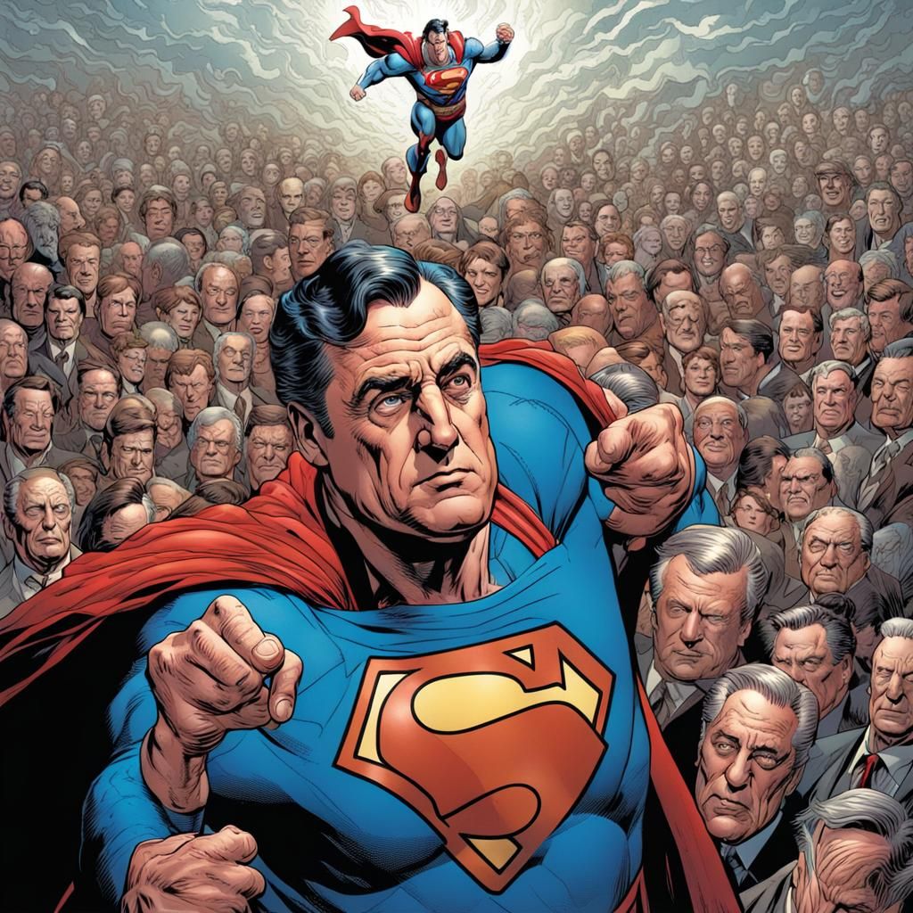 Roosevelt as Superman in Comic Book Art