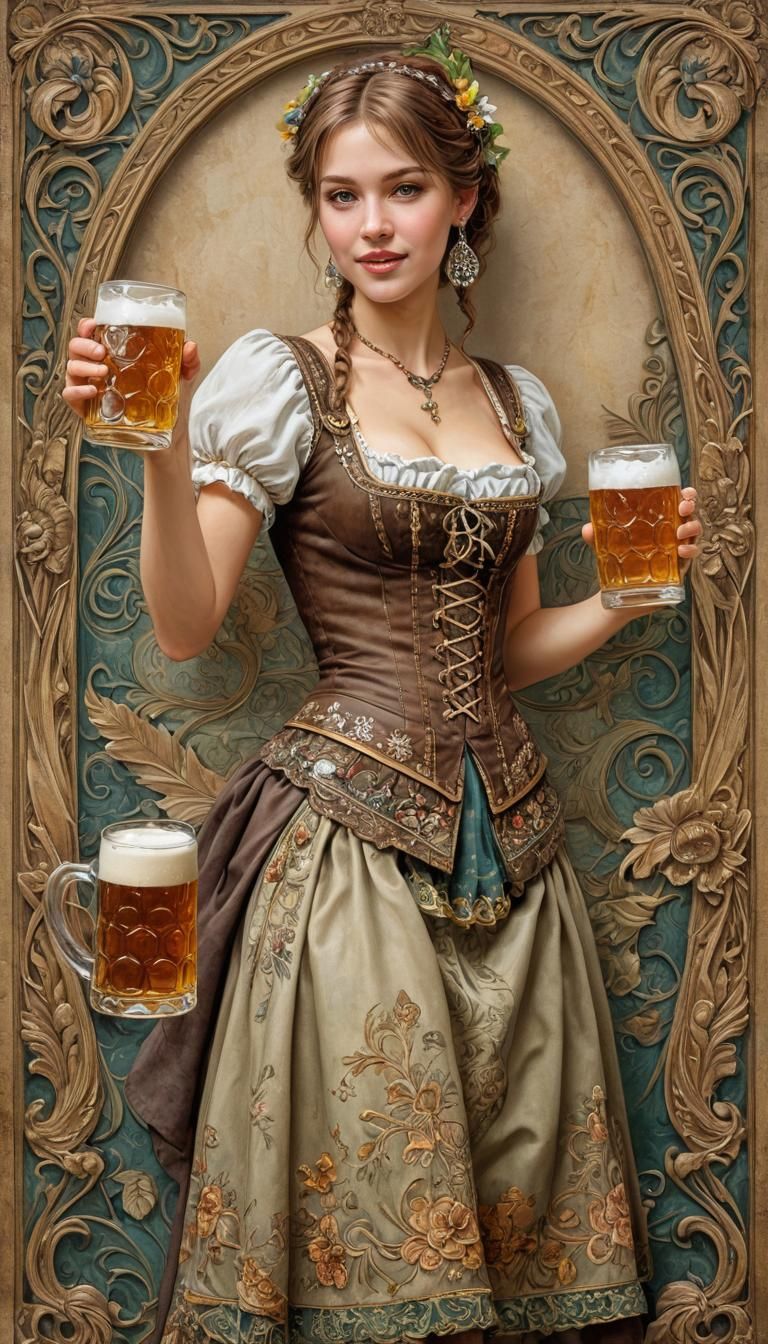 Oktoberfest Barmaid in Art Nouveau Style