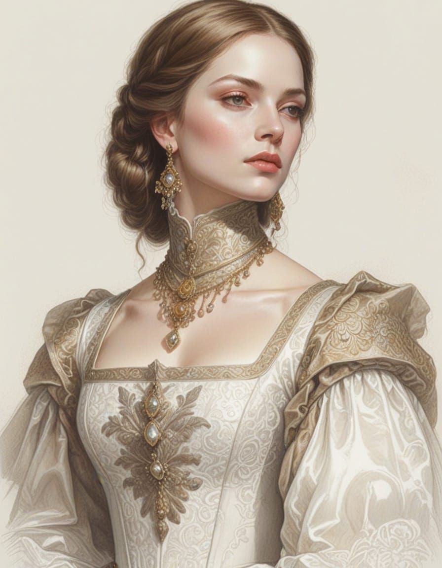 Noble Woman Portrait in Renaissance Fantasy Style
