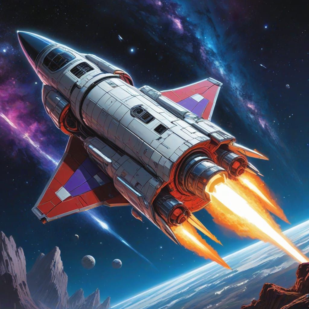 Cosmic Rocket Blast in Anime Style