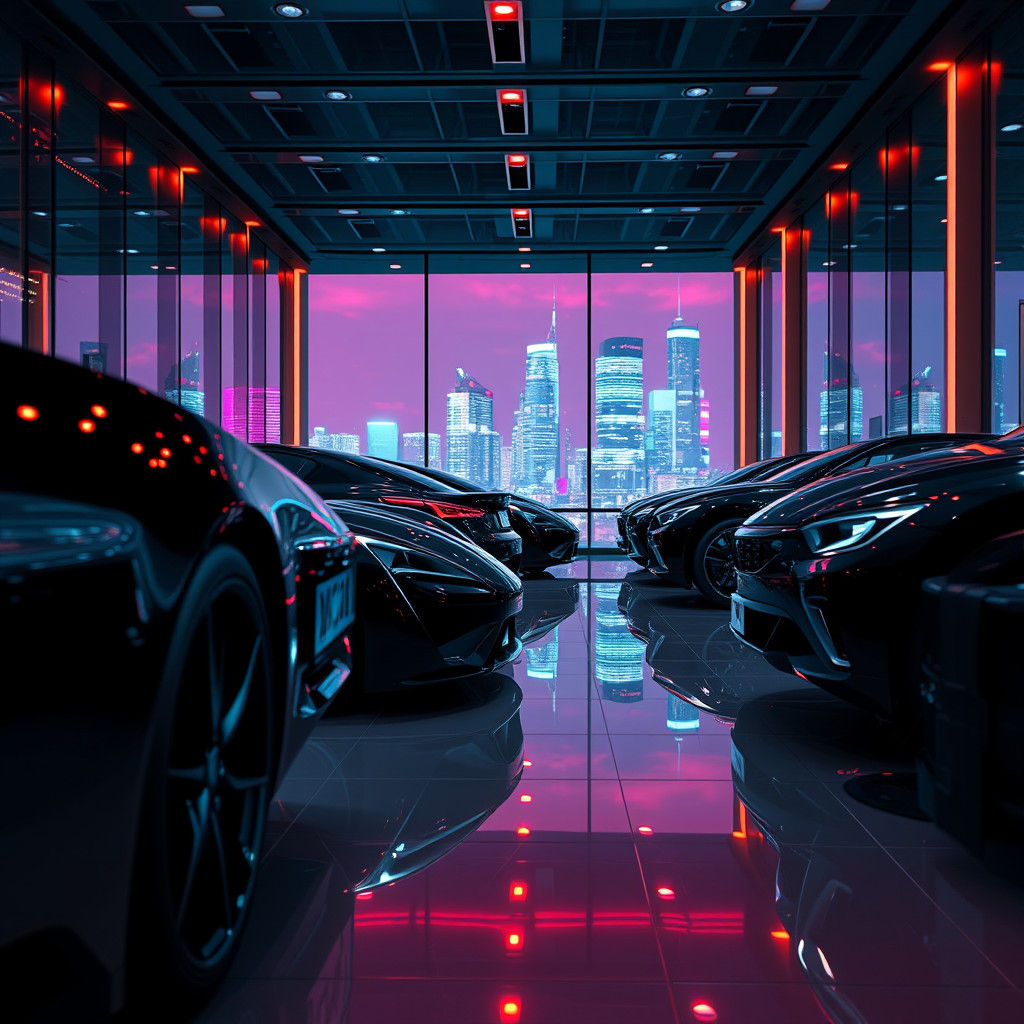 Luxury Car Showroom in Hyperrealistic Style