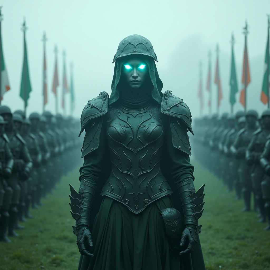 Medieval Banshee Soldier in Military Armor, Digital Art