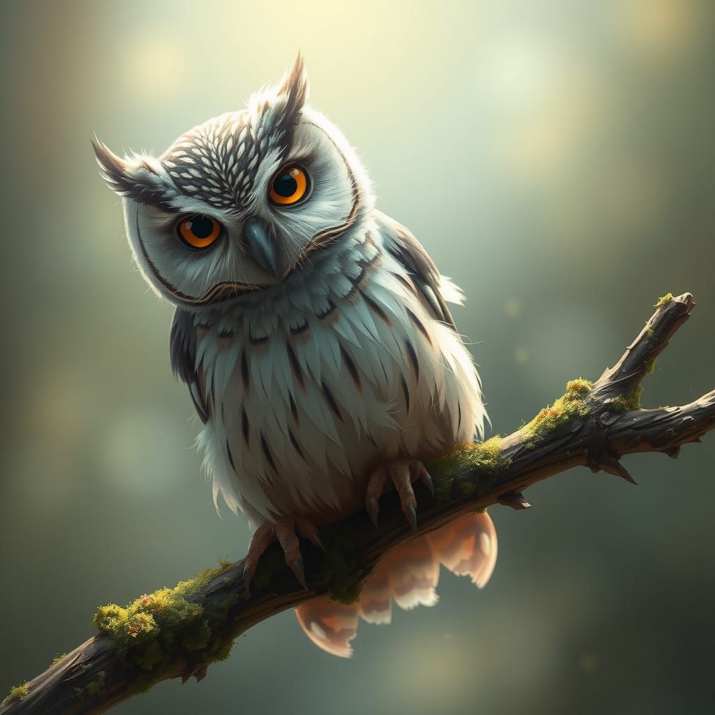 Delicate Owlet Perched in Dreamy Light
