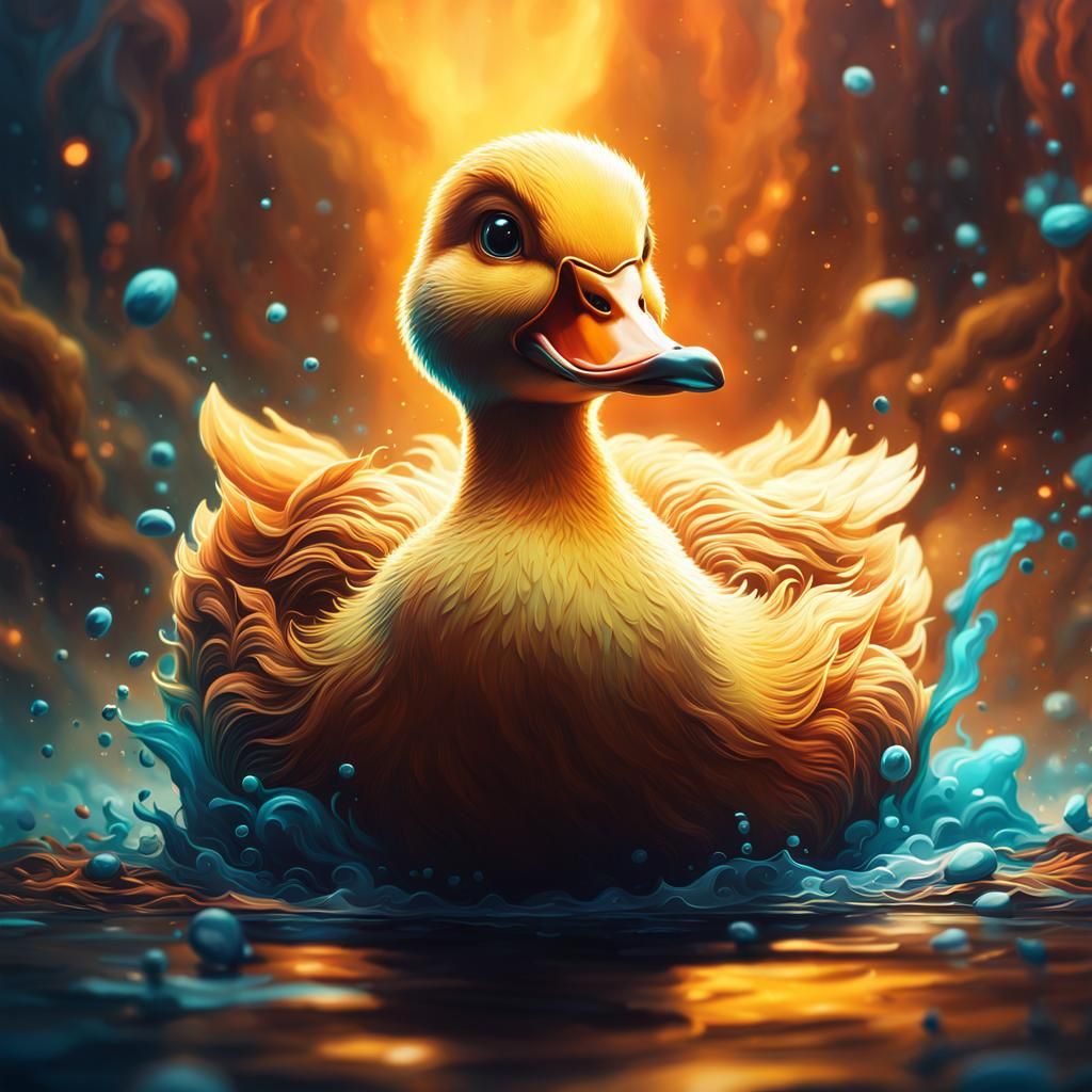 Adorable Wacky Duck: Detailed Digital Fantasy Art