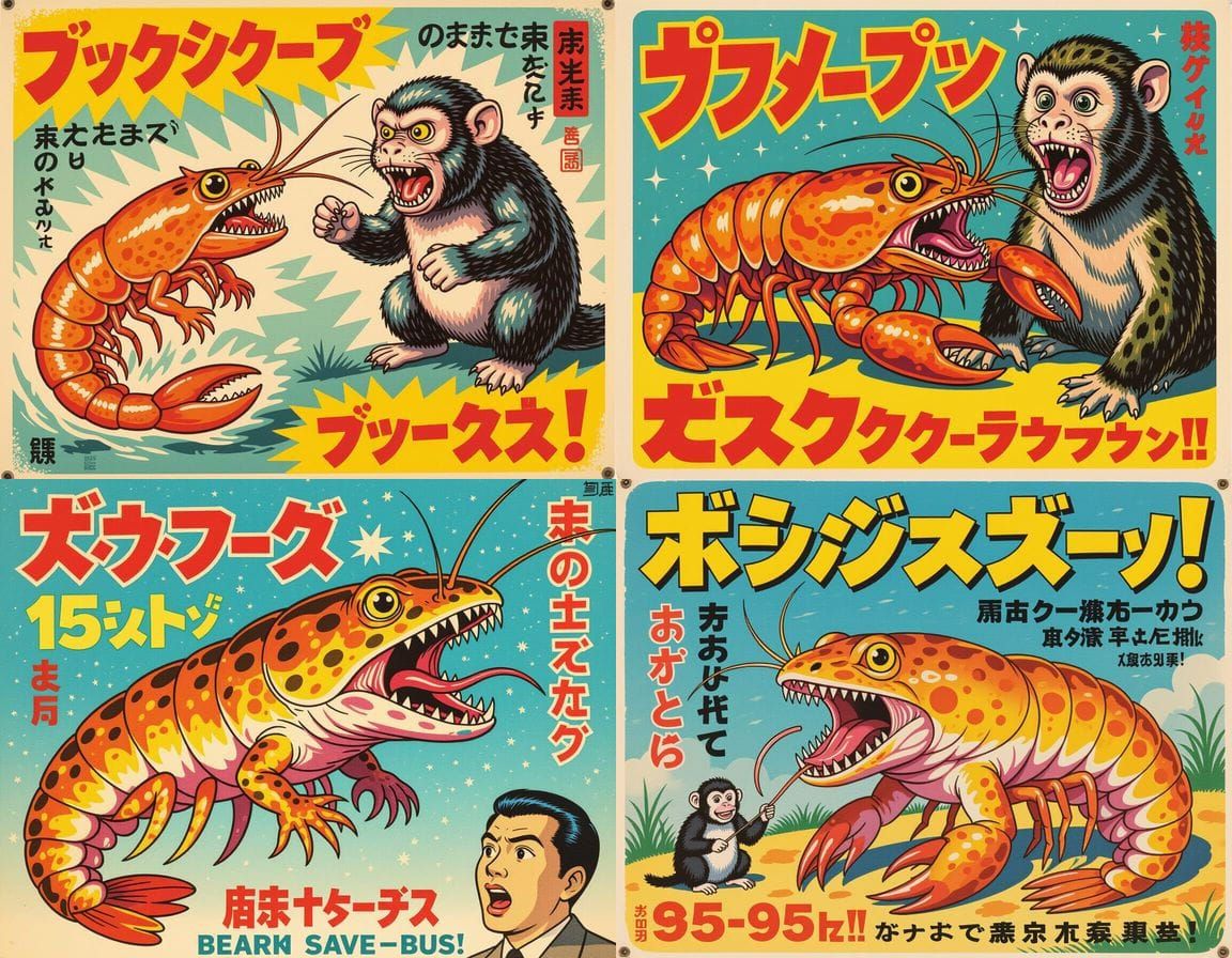 Bizarre Mutant Hybrid Creature in Kawaii 1950s Style