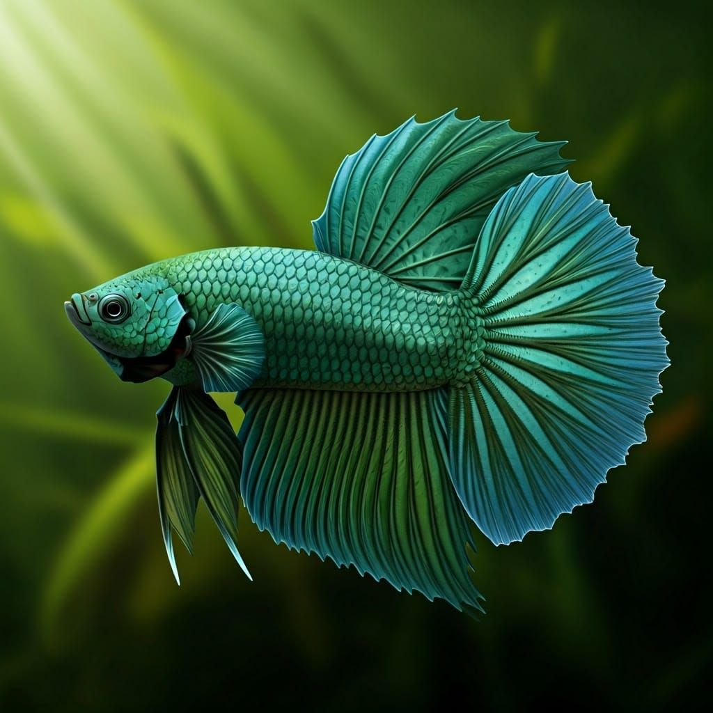 Vibrant Betta Fish in Underwater Habitat, Scientifically Acc...