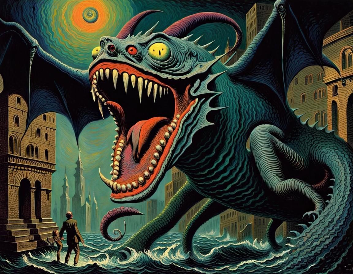 Psychedelic Jabberwock in a Surreal Art Style