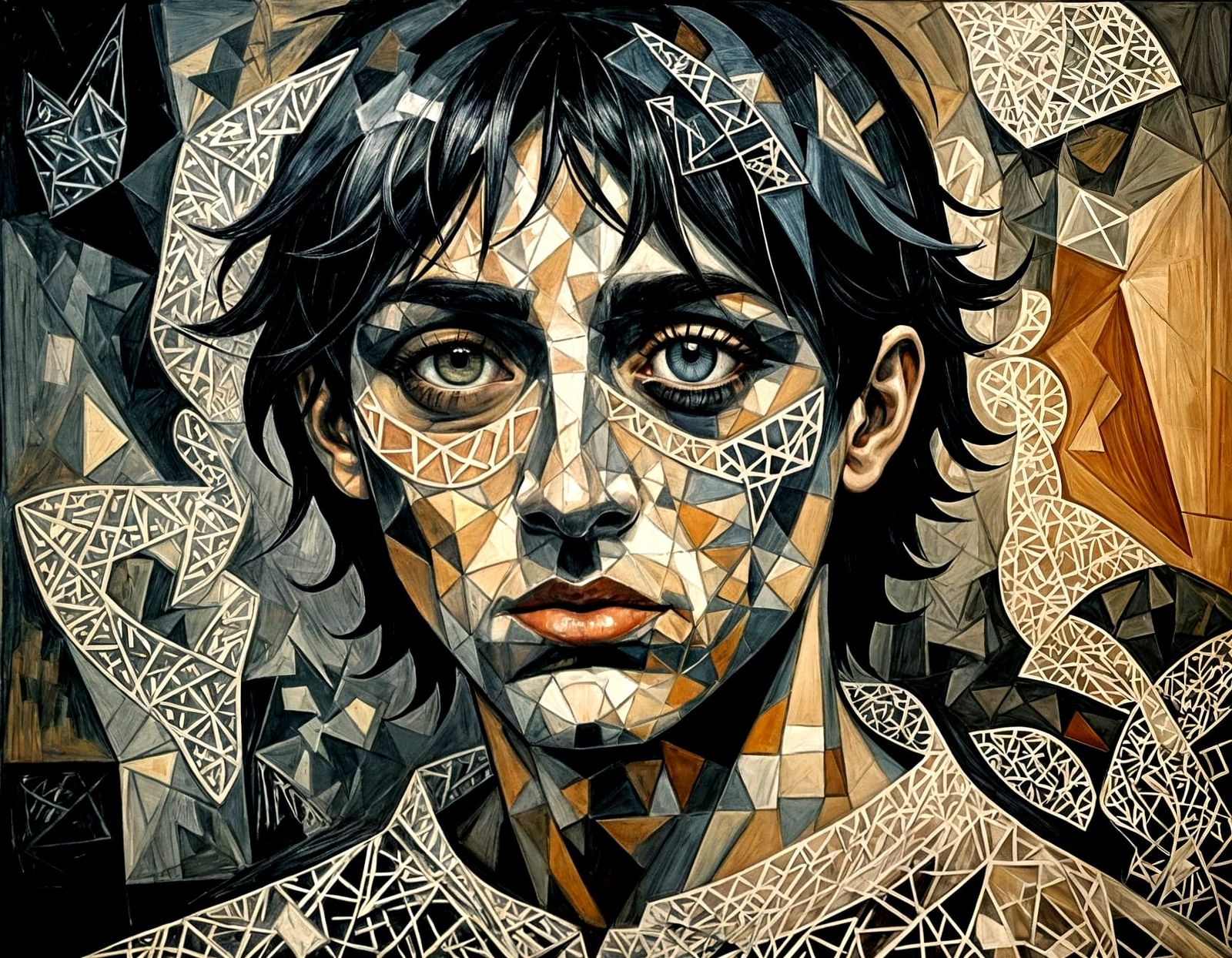 Mysterious Emo Male in Shadows with Heart Shapes