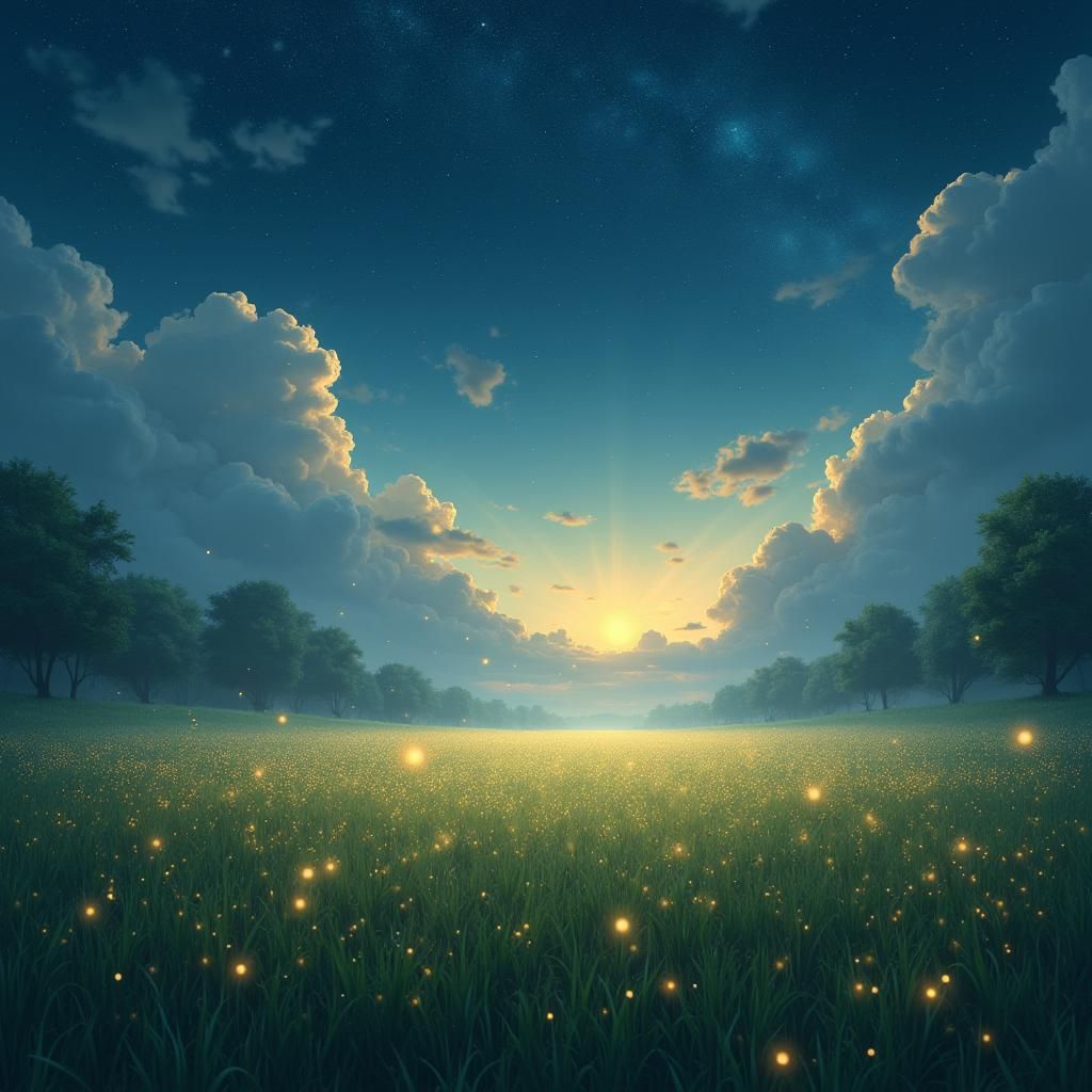 Fireflies Light Up Dreamy Starry Night Clearing