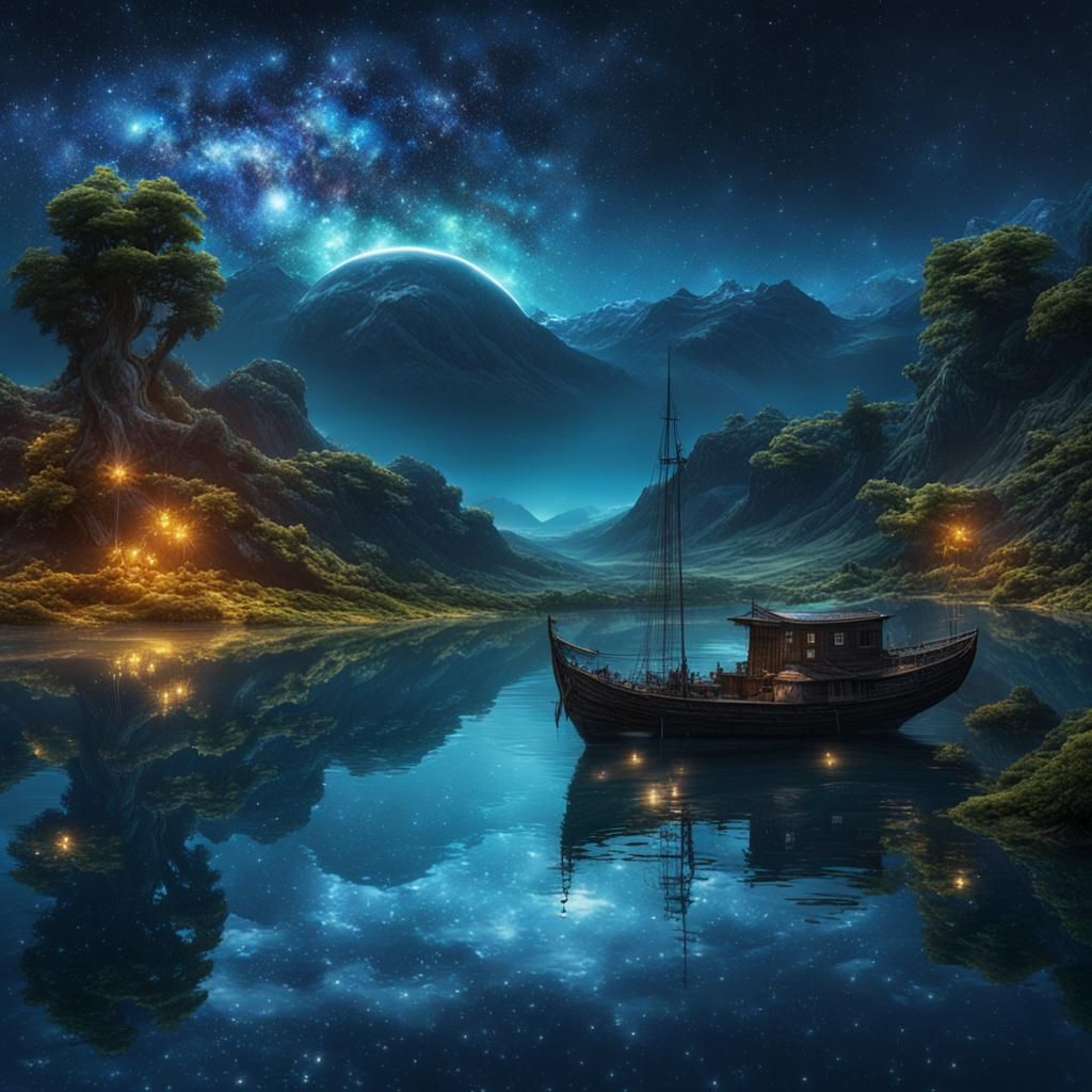Starry Night Over a Waterworld: Digital Matte Painting