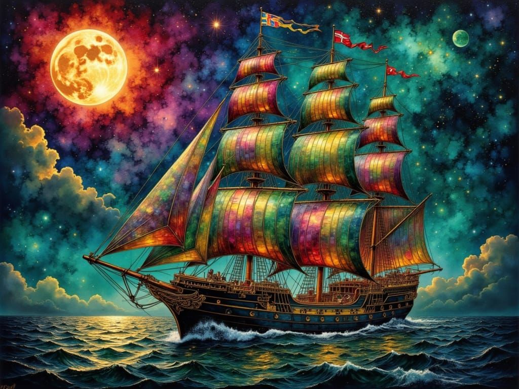 Colorful Majestic Sailing Ship