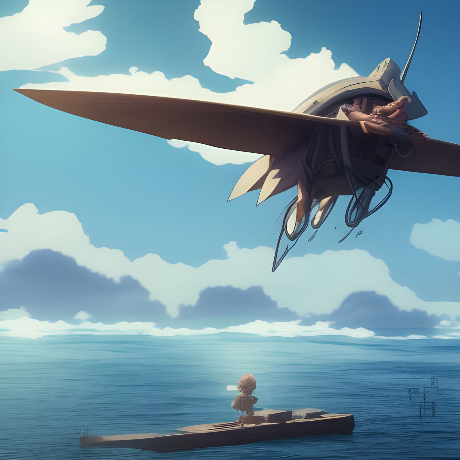 Flying Boat in Shounen Anime Style
