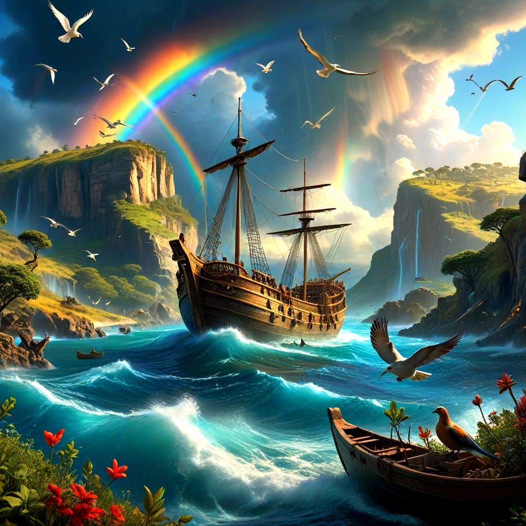 Animals Leaving Noah's Ark After the Flood