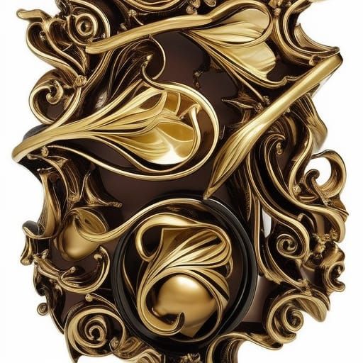 Ornate Baroque Bookshelves with Pearls and Seashells