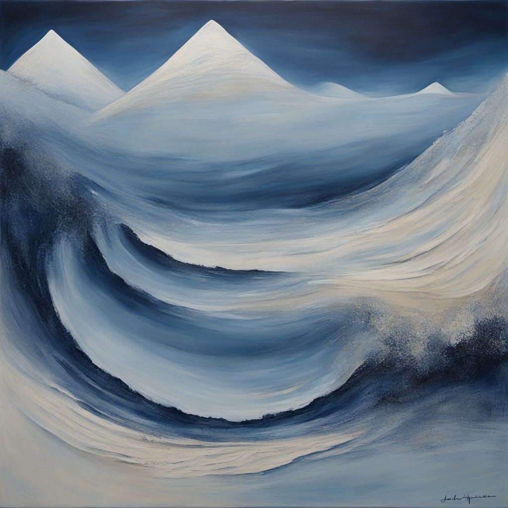 Ashy Indigo Archaic Sand Abstract Painting